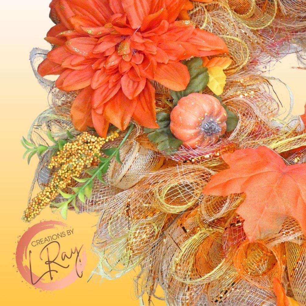 10" Orange Decorative Handmade Thanksgiving/Holiday Wreaths